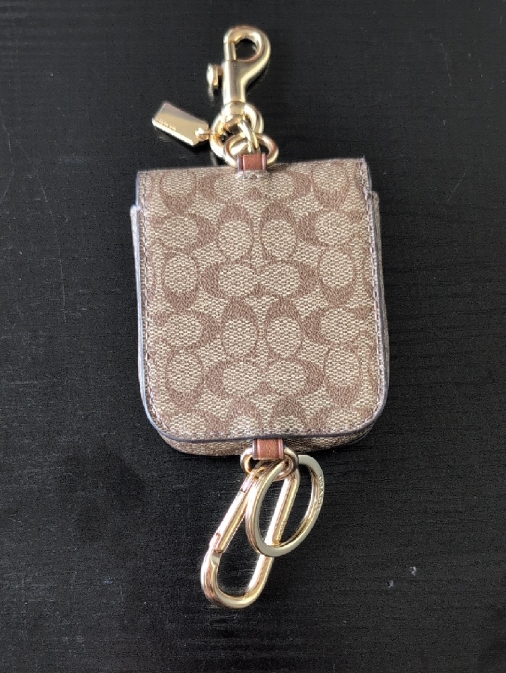 NWOT Coach Brown Signature Canvas Key & Card Holder with Gold Hardware - Picture 2 of 2